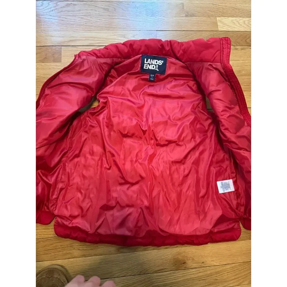 Lands' End Women's Red Puffer Down Vest S/P (6-8)